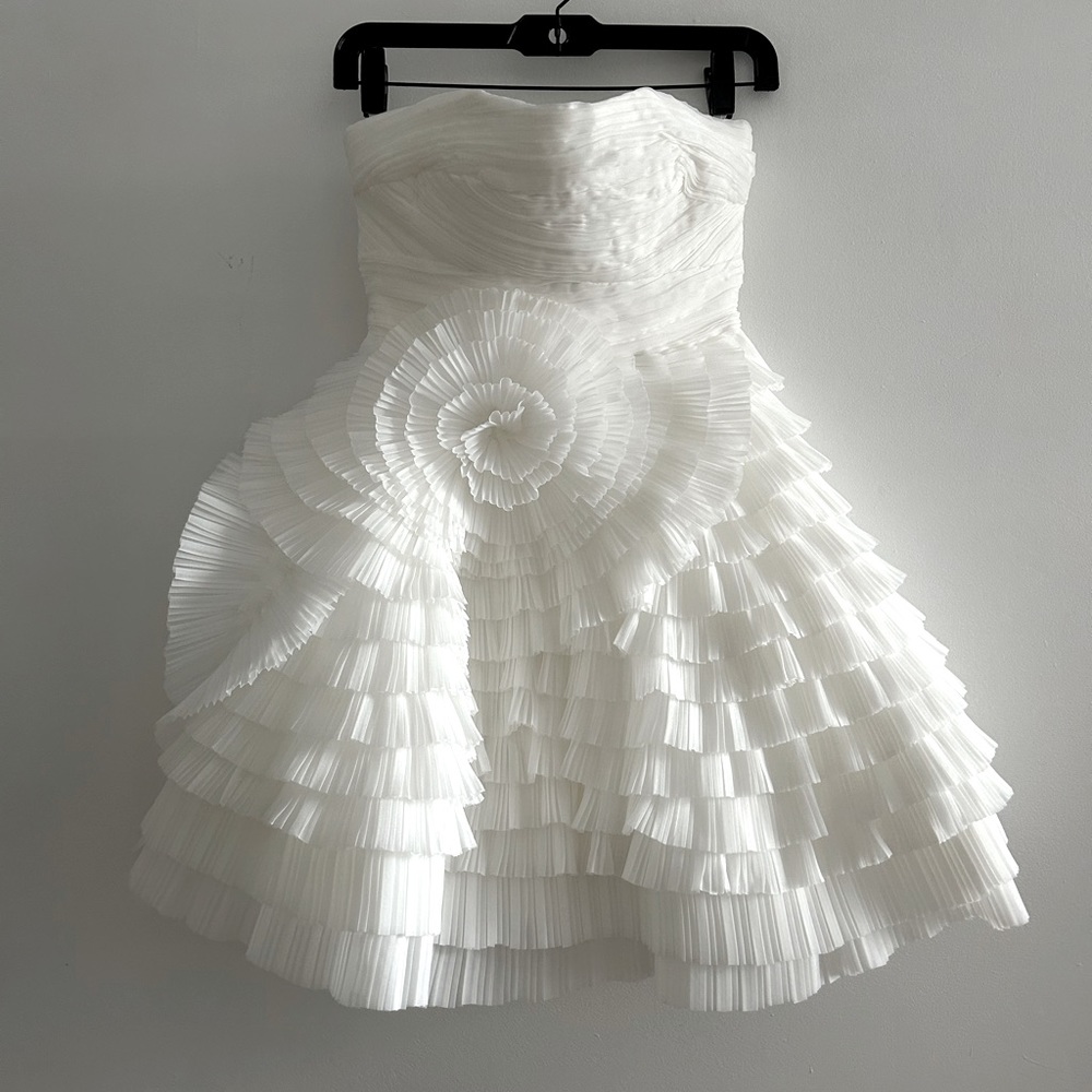Aje Sculptura Pleated Strapless Minidress